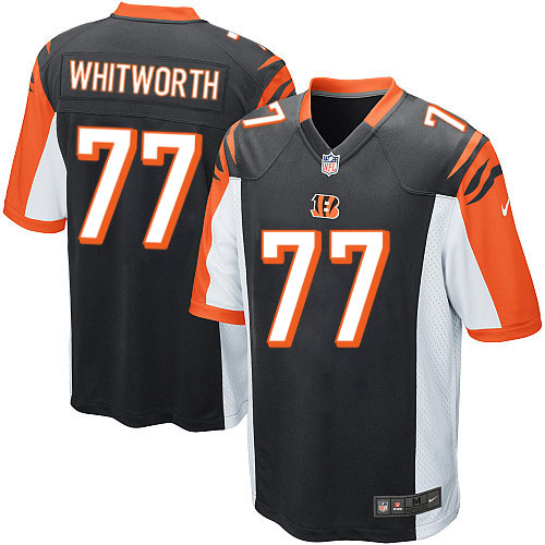 Men's Game Andrew Whitworth Nike Jersey Black Home - #77 NFL Cincinnati Bengals